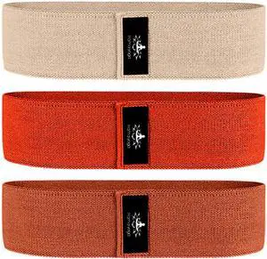 Hatha Yoga Large Resistance Band,14.5" x3.15",Fabric Exercise Loop Bands with Instruction Guide and Carry Bag, Set of 3.
