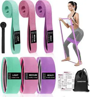 Long and Short Fabric Resistance Bands with Door Anchor 7 PCS, Non-Slip Stretch Booty Bands for Working Out Women & Men, Loop Exercise Elastic Bands for Home Physical Therapy Yoga Pilates