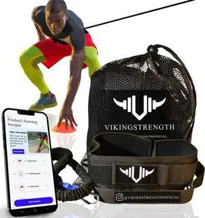 Vikingstrength - 360° Resistance Running Training Bungee Band (Waist) for Speed, Fitness Agility, Speed Strength  Gym Equipment for Football, Basketball, Solo or Partner + V-Strength Workout App