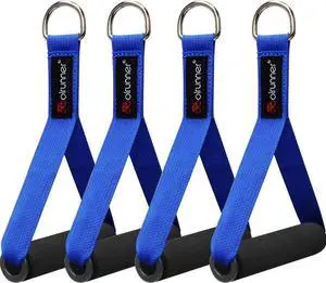 Coolrunner 2 Pair Resistance Band Handles Grips Fitness Strap Wide Design Heavy Duty Cable Handles with Solid ABS Cores, Heavy Gauge Welded D-Rings (4-Piece Set)