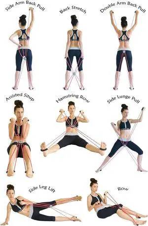 Core Cross Workout Pilates Reformer Exercise Resistance Cords Loop Tube Bands