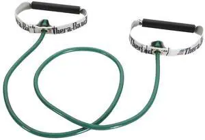 THERABAND Resistance Tubes, Professional Latex Elastic Tubing with Hard Handles For Exercise, Physical Therapy, Lower Pilates, At-Home Workouts, & Rehab, 48 Inch, Green, Heavy, Intermediate Level 1