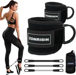 Ankle Resistance Bands with Cuffs - Glute Workouts: Kickbacks, Leg Extensions, Hip Abductors