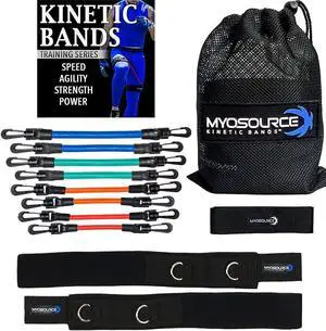 Leg Speed & Agility Resistance Bands - Athletic Performance/Fitness Training for All Ages - 4 Resistance Levels, Stretch Strap, Digital Training Series