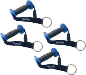 Bodylastics Resistance Band Handles, Ergonomic Gym Handles with Upgraded TPR Waffle Exercise Grips, Strong Handles for Resistance Bands with Nylon Webbing and Welded O-Rings