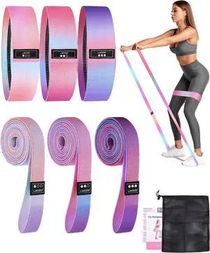 6 Pcs Fabric Booty Bands & Long Resistance Bands for Workout Butt and Legs Pull Up Exercise Elastic Stretch Bands Home Gym Fitness Equipment