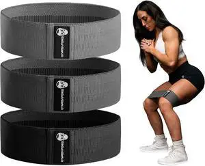 Hip Bands for Booty Workouts | Non Slip Fabric Band Set with 3 Levels - Resistance Bands for Legs & Hip - for Men & Women