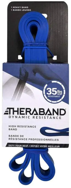 THERABAND High Resistance Band, Elastic Super Bands for Improving Flexibility, Injury Rehab, & Full Body Workouts, Heavy Duty Stretch Bands for Powerlifting, Heavy, Blue, 35 lbs. Resistance
