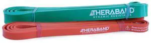 THERABAND High Resistance Bands, Set of 2 Elastic Super Bands for Improving Flexibility, Injury Rehab, & Full Body Workouts, Heavy Duty Stretch Bands for Lifting, 1 Light & 1 Medium Band