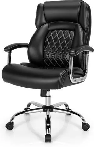 POWERSTONE Big and Tall Office Chair - 500LBS High Back Executive Desk Chair Adjustable PU Leather Computer Chair Home Office Extra Wide Swivel Task Chair for Heavy People Adults Black