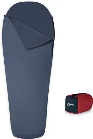 Velvet Velour Sleeping Bag Liner Add Up to 14°F/ 8°C, Anti Static Mummy Sleeping Sack Backpacking, Camping, Traveling, Hotel, Hostal, Lightweight Sleep Sack with Drawstring Hood E625