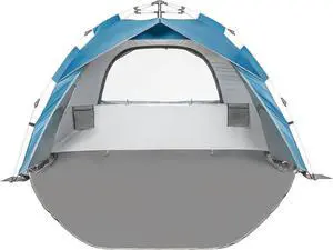 Beach Tent Pop Up Beach Sun Shade Tent with UPF 50+ UV Protection, Removable Floor Zippered Privacy & Ventilation Sun Shelter Family 3 to 4 Person