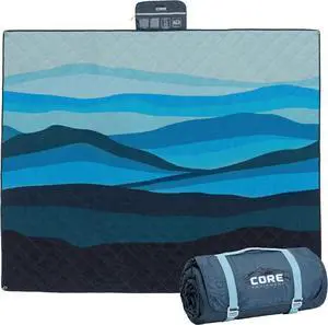 CORE Outdoor Weighted Blanket | Packable Waterproof Picnic Blanket, Beach Mat, Tent Camping Rug, & Stadium Blanket | Large Portable 94" x 78" Quilt Design with Built-in Straps and Carry Handle