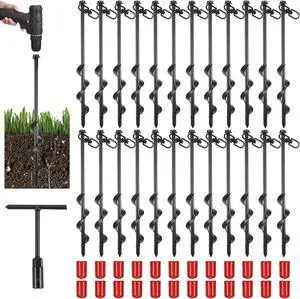 Reginary Ground Anchors Screw in Tent Stakes Heavy Duty Trampoline Anchors High Wind for Camping Canopy Carport Sheds Beach Sand Stakes Metal Swing Set