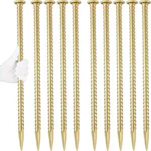 16 Inch Rebar Stakes 1/2 Inch Diameter Galvanized Steel Ground Anchors Heavy Duty Anchoring Spikes for Speed Bump, Parking Curb and Tent (10 Pack)