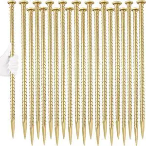 16 Inch Rebar Stakes (20 Pack) 1/2 Inch Diameter Galvanized Steel Ground Anchors Heavy Duty Anchoring Spikes for Speed Bump, Parking Curb and Tent