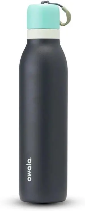 Owala FreeSip Twist Insulated Stainless Steel Water Bottle with Straw for Sports and Travel, BPA-Free, 24-oz, Blue/Grey (Foggy Tide)