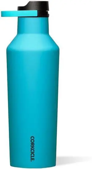 Corkcicle Sport Canteen - Keeps Drinks Cold 25 Hours - Stainless Steel Water Bottle - Triple-Insulated - Spill-Proof - Summer Drinkware Gift - Keeps Drinks Ice Cold - 32 oz - Capri Blue