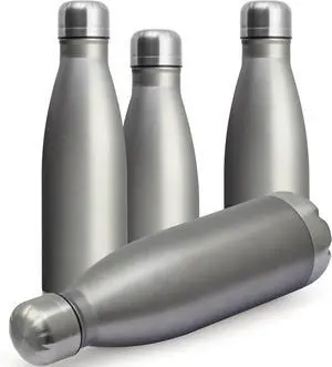 MEWAY 17oz Sport Water Bottle 4 Pack Vacuum Insulated Stainless Steel Leak-Proof Double Wall Cola Shape Water Bottle,Keep Drinks Hot & Cold(Cold Gray,4 Pack)