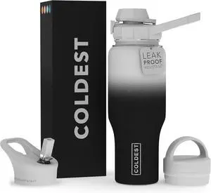 Coldest Sports Water Bottle - 3 in 1 Lids (Chug, Straw, Handle) - Insulated Stainless Steel Tumbler with Handle - Vacuum Water Flask Cup, Valentines Gifts for Him Her (36 oz, Hyperspace)