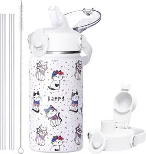 SENDESTAR Metal Insulated Water Bottle - 12oz/18oz BPA-FREE 18/8 Stainless Steel Travel Tumbler Double Wall Vacuum Leak Proof Kids Cup with Straw for Kids, School Boys Girls(