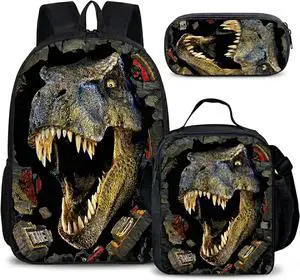 Dinosaur Backpack with Lunch Box, for Boys Aged 57 Jurassic T. rex Fan Favorite: 3-in-1 School Backpack Set, Waterproof Nylon Fabric, 17" (T. rex 9603) Dinosaur Backpack with Lunch Box, for Boys Aged 57 Jurassic T. rex Fan Favorite: 3-in-1 School Backpack Set, Waterproof Nylon Fabric, 17" (T. rex 9603)