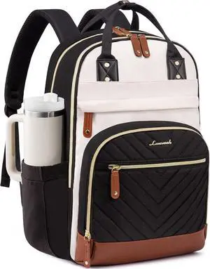 LOVEVOOK Laptop Backpack Women with Giant Tumbler Holder,15.6 inch Waterproof Work Travel Backpack Computer Laptop Bag,Cute College Nurse Teacher Backpack Purse,Gifts for Women & Men,Beige-Black-Brown LOVEVOOK Laptop Backpack Women with Giant Tumbler Holder,15.6 inch Waterproof Work Travel Backpack Computer Laptop Bag,Cute College Nurse Teacher Backpack Purse,Gifts for Women & Men,Beige-Black-Brown