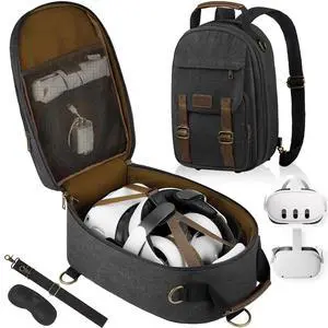 SMRITI Hard Carrying Case Compatible with VR Headsets Virtual Reality and Touch Controllers Accessories, Large Portable Protection Backpack for Travel and Home Storage SMRITI Hard Carrying Case Compatible with VR Headsets Virtual Reality and Touch Controllers Accessories, Large Portable Protection Backpack for Travel and Home Storage
