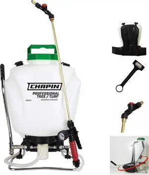 Chapin International Chapin 62000 Tree/Turf Pro Commercial Backpack Sprayer with Control Flow Valve Technology for Fertilizer, Herbicides and Pesticides, 4 gal, Translucent White Chapin International Chapin 62000 Tree/Turf Pro Commercial Backpack Sprayer with Control Flow Valve Technology for Fertilizer, Herbicides and Pesticides, 4 gal, Translucent White