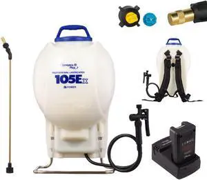 Sprayers Plus 105ex Backpack Sprayer 4 Gallon Battery Powered, 20V Lithium Battery, Chemcial Resistant Viton Seals Brass Wand, Adjustable Nozzles for Lawn Care Gardening Weed Control Sprayers Plus 105ex Backpack Sprayer 4 Gallon Battery Powered, 20V Lithium Battery, Chemcial Resistant Viton Seals Brass Wand, Adjustable Nozzles for Lawn Care Gardening Weed Control