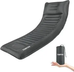 TOBTOS Inflatable Camping Sleeping Pad with Pillow, Thick 6 Inch Ultralight Sleeping Pad with Built-in Pump, Lightweight Sleeping Mat for Camping, Backpacking, Hiking, Tent (Grey) TOBTOS Inflatable Camping Sleeping Pad with Pillow, Thick 6 Inch Ultralight Sleeping Pad with Built-in Pump, Lightweight Sleeping Mat for Camping, Backpacking, Hiking, Tent (Grey)