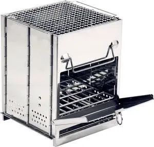 REDCAMP Wood Burning Folding Camp Stove Stainless Steel Grid, Portable Collapsible Backpacking Stove Survival Rocket Stove for Hiking Outdoor Tent Camping Picnic BBQ, Large REDCAMP Wood Burning Folding Camp Stove Stainless Steel Grid, Portable Collapsible Backpacking Stove Survival Rocket Stove for Hiking Outdoor Tent Camping Picnic BBQ, Large