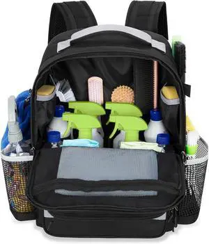 HODRANT Cleaning Backpack with Bottom Plate & Waterproof Bottom | Large Supplies Bag with Multiple Pockets for Housekeeping Tools, Cleaning Products Caddy Organizer for Home & Car, Bag Only HODRANT Cleaning Backpack with Bottom Plate & Waterproof Bottom | Large Supplies Bag with Multiple Pockets for Housekeeping Tools, Cleaning Products Caddy Organizer for Home & Car, Bag Only