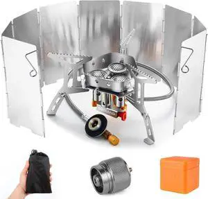 Odoland 3500W/6800W Windproof Camp Stove Camping Gas Stove with Windscreen, Fuel Canister Adapter, Piezo Ignition for Outdoor Backpacking Hiking and Picnic Odoland 3500W/6800W Windproof Camp Stove Camping Gas Stove with Windscreen, Fuel Canister Adapter, Piezo Ignition for Outdoor Backpacking Hiking and Picnic