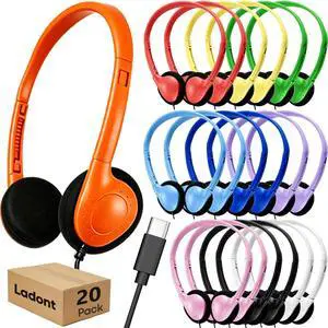 Class Set Headphones Type-C (20 Pack), Durable Kids Wired Headphones for Chromebook & Laptop, Bulk School Headphones for Students Teens Boys Girls, Wholesale USB C Headset with Mixed Colors Class Set Headphones Type-C (20 Pack), Durable Kids Wired Headphones for Chromebook & Laptop, Bulk School Headphones for Students Teens Boys Girls, Wholesale USB C Headset with Mixed Colors