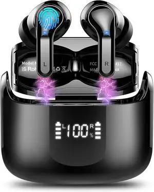 Wireless Earbuds, Bluetooth 5.4 Headphones 2026 NEW Ear Buds 40H Stereo | in-Ear Earphones ENC Noise Cancelling Earbuds with 4 HD Mic, USB-C LED Display IP7 Waterproof Sport Headset for Android iOS Wireless Earbuds, Bluetooth 5.4 Headphones 2026 NEW Ear Buds 40H Stereo | in-Ear Earphones ENC Noise Cancelling Earbuds with 4 HD Mic, USB-C LED Display IP7 Waterproof Sport Headset for Android iOS