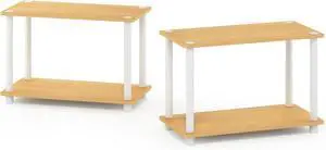 Furinno Turn-N-Tube 2-Tier Shelves/End Tables Set, 2-Pack, Beech/White Furinno Turn-N-Tube 2-Tier Shelves/End Tables Set, 2-Pack, Beech/White