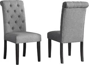 Roundhill Furniture Leviton Solid Wood Tufted Dining Chair, Set of 2, Gray Roundhill Furniture Leviton Solid Wood Tufted Dining Chair, Set of 2, Gray