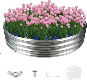 12 Inch Tall 60 Inch Diameter Round Silver Raised Garden Bed Kits Outdoor 12 Inch Tall 60 Inch Diameter Round Silver Raised Garden Bed Kits Outdoor