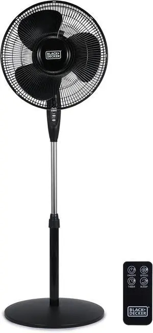 BLACK+DECKER 16" Oscillating Pedestal Fan with Remote, BFSR16B, Black BLACK+DECKER 16" Oscillating Pedestal Fan with Remote, BFSR16B, Black