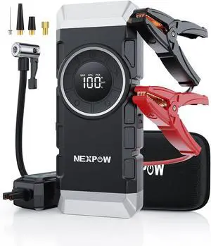 NEXPOW Car Battery Jump Starter with Air Compressor 3000A Peak,12V 150PSI Portable Jumpstart Box for Up to 8L Gas and 8L Diesel Engines, PD18W Quick Charging, Force Start Button NEXPOW Car Battery Jump Starter with Air Compressor 3000A Peak,12V 150PSI Portable Jumpstart Box for Up to 8L Gas and 8L Diesel Engines, PD18W Quick Charging, Force Start Button