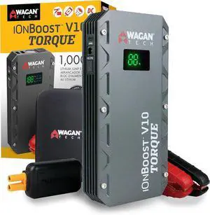 Wagan EL7507 Jump Starter iOnBoost V10 Torque 1000Amp Peak 12V Portable Lithium Car Battery Up to 7.8L V10 or 6.7L Diesel, 12V Jump Pack with Built-in LED Bright Light, UL Certified Wagan EL7507 Jump Starter iOnBoost V10 Torque 1000Amp Peak 12V Portable Lithium Car Battery Up to 7.8L V10 or 6.7L Diesel, 12V Jump Pack with Built-in LED Bright Light, UL Certified