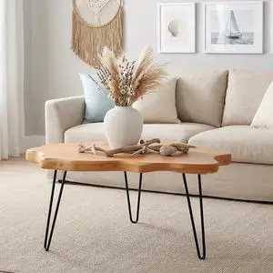 WELLAND Live Edge Cedar Wood Coffee Table 32.5" W x 17" D x 16" H WELLAND Live Edge Cedar Wood Coffee Table 32.5" W x 17" D x 16" H