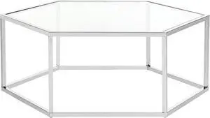 Safavieh Home Collection Eliana Chrome and Glass Hexagon Coffee Table Safavieh Home Collection Eliana Chrome and Glass Hexagon Coffee Table