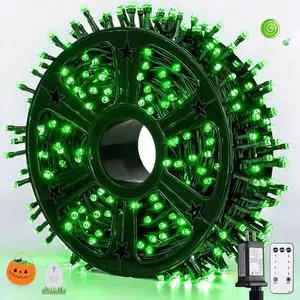 JMEXSUSS 500 LED Green Halloween Lights, 173ft Christmas Lights Plug in JMEXSUSS 500 LED Green Halloween Lights, 173ft Christmas Lights Plug in