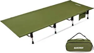 MARCHWAY Lightweight Folding Tent Camping Cot Bed with Lever Lock, Easy Setup Portable Compact for Outdoor Travel, Hunting, Hiking, Motorcycling, Support 330Lbs (Army Green) MARCHWAY Lightweight Folding Tent Camping Cot Bed with Lever Lock, Easy Setup Portable Compact for Outdoor Travel, Hunting, Hiking, Motorcycling, Support 330Lbs (Army Green)