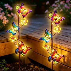 2Pack Butterfly Solar Garden Stake Lights Outdoor Decor Waterproof 2Pack Butterfly Solar Garden Stake Lights Outdoor Decor Waterproof