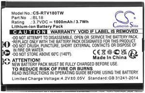 Cameron Sino Battery for Retevis RT18, RT618 PN:Retevis BL18 1000mAh / 3.70Wh
