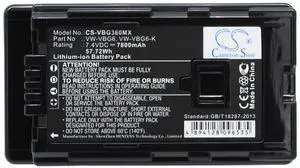 7800mAh Replace Battery for Panasonic AG-AC130, AG-AC130A, SDR-H68GK, SDR-H80, SDR-H80P, SDR-H80PC, SDR-H80S, SDR-H90, SDR-H90P, SDR-H90PC, VDR-D310, VDR-D50, VDR-D58GK