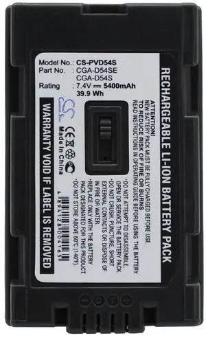 5400mAh / 39.96Wh Battery for AG-AC-90, NV-MX1000, NV-MX2500, NV-MX350, NV-MX350A, NV-MX350B, NV-MX350EN, NV-MX5, NV-MX500, NV-MX5000, NV-MX500EG, NV-MX500EN